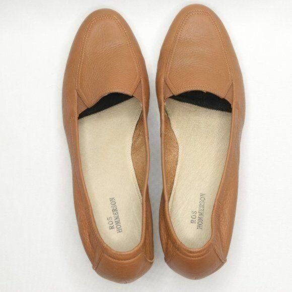 Ros Hommerson Women's Size 9.5 Tan Leather Slip On Almond Toe Wedge Loafers - Picture 5 of 10